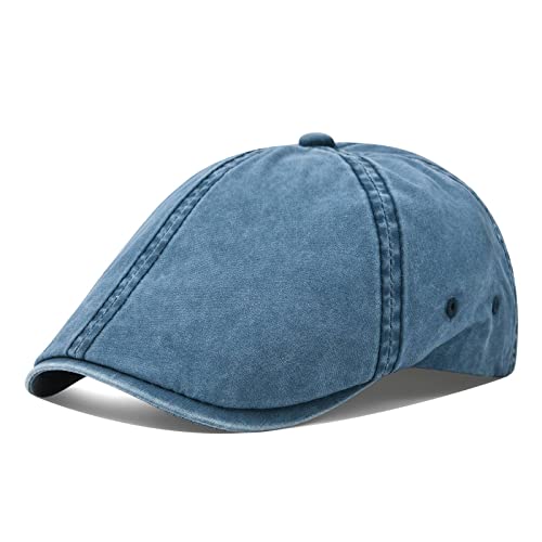 VOBOOM Cotton Washing Flat Cap Cabbie Hat Gatsby Ivy Irish Hunting Newsboy - color: Washed Navy