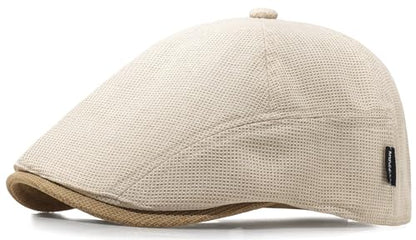 Xinveen British Retro Newsboy Hat Breathable Painter Hat Adjustment Beret Ivy Cap Irish Cabbie Driving Hunting Hats - color: Beige