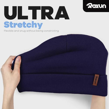ROXUN Beanie for Men/Women Winter Hat Soft Warm Unisex Skull Stocking Cap - color: Navy Blue