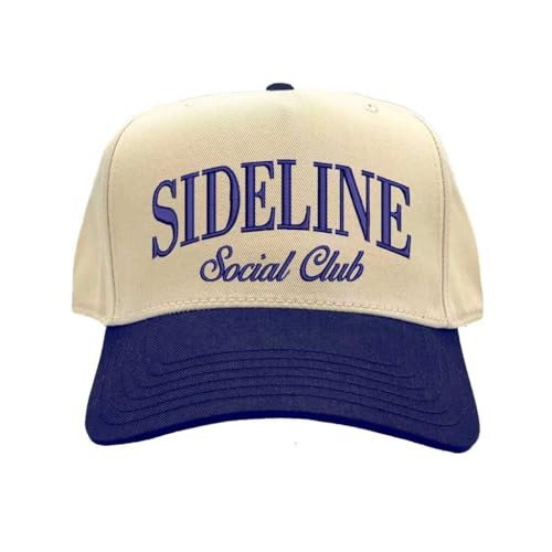 Sideline Social Club Two Tone Baseball Hat Unisex Baseball Cap for Streetwear, Tailgates, Rodeos & Festival Fashion - color: Natural Navy Blue