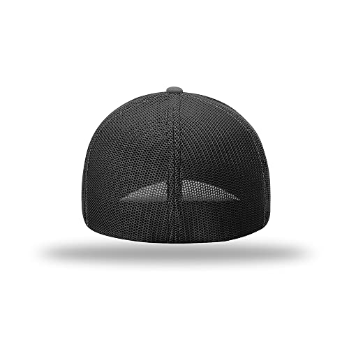 Richardson 110 Trucker R-Flex Baseball Cap| Fitted Mesh Back Hat - color: Heather/Black, size: Large-X-Large