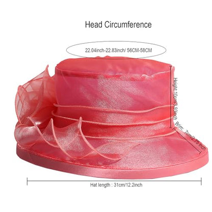 Floral Wedding Hat for Women's Tea Party Fascinators Kentucky Church Derby Hats - color: Watermelon Red
