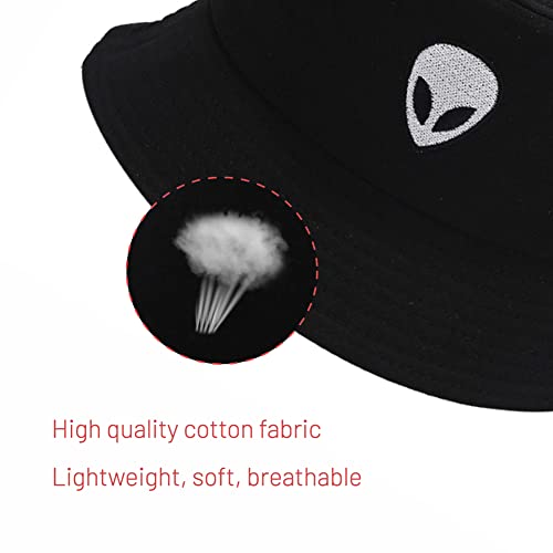 Cotton Bucket Hat for Women Men Summer Travel Sun Beach Bucket Cap, Unisex Outdoor Fisherman Hat - color: Alien White