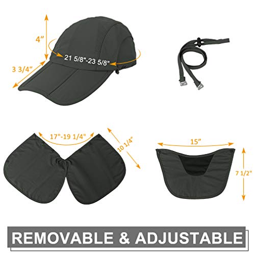 CRISTGEE Foldable Sun Cap, Fishing Hats, UPF 50+ Protection Caps with Face Mask Neck Flap - color: Army Green