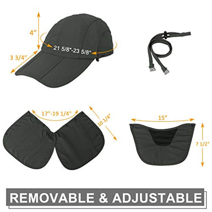 CRISTGEE Foldable Sun Cap, Fishing Hats, UPF 50+ Protection Caps with Face Mask Neck Flap - color: Army Green