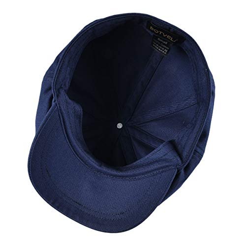 BOTVELA Men's Newsboy Flat Cap 100% Cotton Cabbie Hat - color: Navy, size: 7 5/8