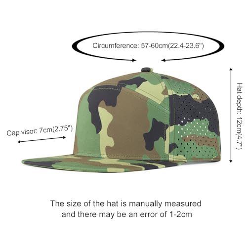 FEINION Men Laser Mesh Flat Brim Snapback Baseball Cap - color: Green Camouflage