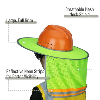 UNCO Industrial Hard Hat Sun Shield, Green, Full & Standard Brim Mesh Sunshade, High Visibility Reflective, Hard Hat Accessory - color: Green, size: 1 Pack