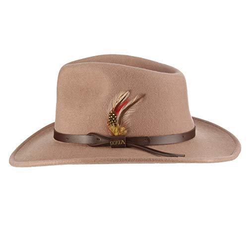 Scala - Outback Hat for Men, Wool Felt Sun Hat, Wide Brim UV Protection - color: Putty, size: Small