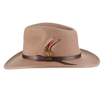 Scala - Outback Hat for Men, Wool Felt Sun Hat, Wide Brim UV Protection - color: Putty, size: Small