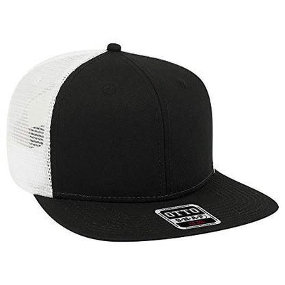 OTTO SNAP Hawaiian Pattern Square Flat Visor 6 Panel Pro Style Snapback Hat - color: Blk/Blk/Wht