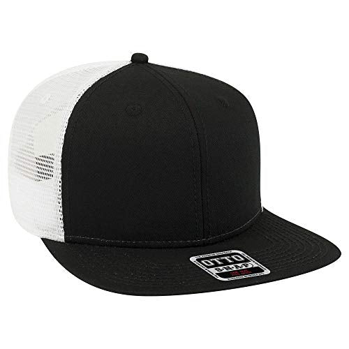 OTTO SNAP Hawaiian Pattern Square Flat Visor 6 Panel Pro Style Snapback Hat - color: Blk/Blk/Wht