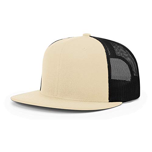 Richardson Unisex 511 Flatbill Trucker Adjustable Snapback Baseball Cap - color: Khaki/Black