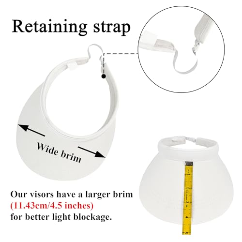 2 Pack Sun Visors Women Wide Brim Clip on Summer Hats Adjustable UV Protection - color: 2pcs,white