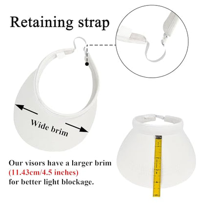 2 Pack Sun Visors Women Wide Brim Clip on Summer Hats Adjustable UV Protection - color: 2pcs,white