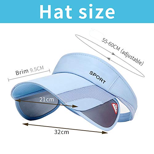 Summer Sun Visor Hat - Women Adjustable Golf Cap with Retractable Brim, UV Protection Beach/Tennis Sport Hat - color: Blue