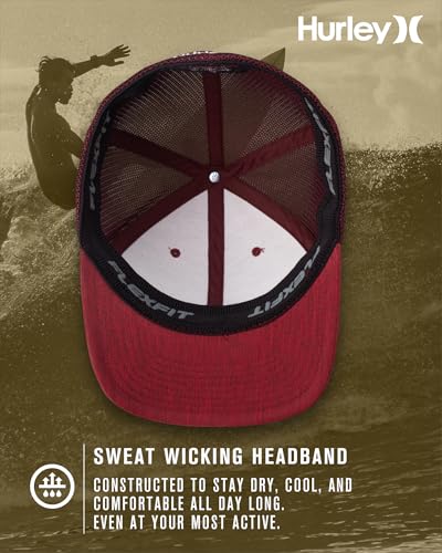 Hurley Mens Mini Icon Mesh Panel Fitted Trucker Baseball Cap - color: Noble Red, size: Large-X-Large