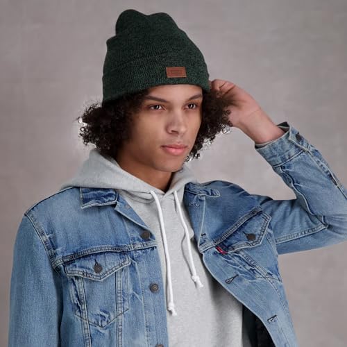 Levi's Mens All-Season Hero Beanie Soft Knit Cuffed Winter Hat, Warm & Comfortable Everyday Style - color: Hunter