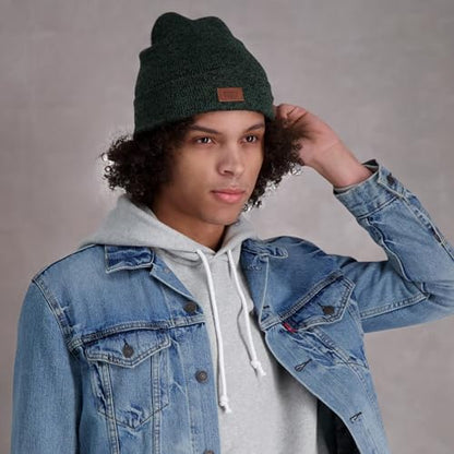 Levi's Mens All-Season Hero Beanie Soft Knit Cuffed Winter Hat, Warm & Comfortable Everyday Style - color: Hunter