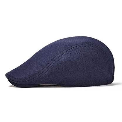 FEINION Men Cotton Newsboy Cap Soft Fit Cabbie Hat - color: Dark Grey/Navy