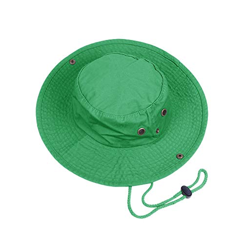 Bucket Hats with String Wide Brim Hiking Fishing UV Sun Protection Safari Unisex Boonie - color: Green, size: Small-Medium