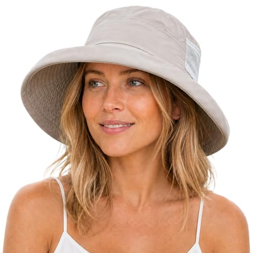 TOP-EX UVCoolix UPF 50+ Wide Brim Ponytail Sun Hat - color: Grey, size: Large