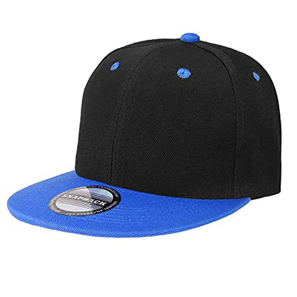 Falari Wholesale 12 Pack Snapback Hat Cap Hip Hop Style Flat Bill Blank Solid Color Adjustable Size - color: 12-pack Black/Royal