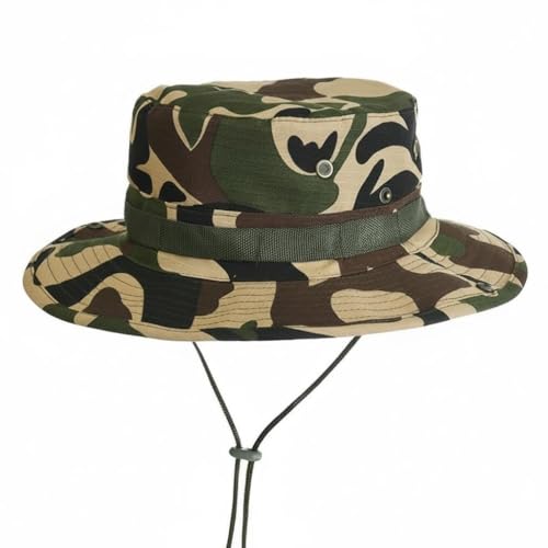 Men Women Boonie Safari Hats - UV-Protection Wide Brim Sun Hats with Chin Strap for Summer