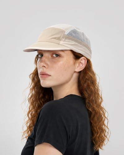 Croogo Short Brim 5 Panel Baseball Cap Mesh Quick Drying Sports Hat for Men - color: Apricot