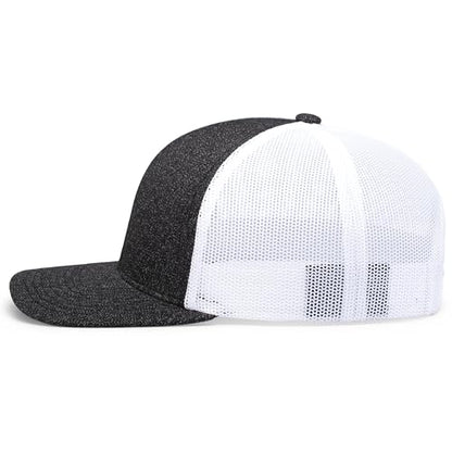 Pacific Headwear Melange Heather Low-Profile Trucker - color: Black Heather/White/Black Heather