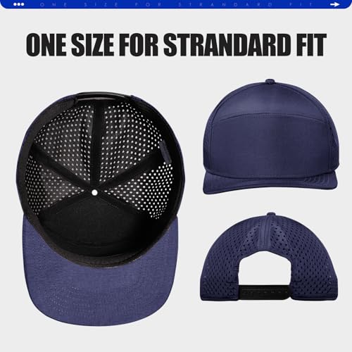 Men's Flat Brim Baseball Cap Laser Perforated Snapback Trucker Hat