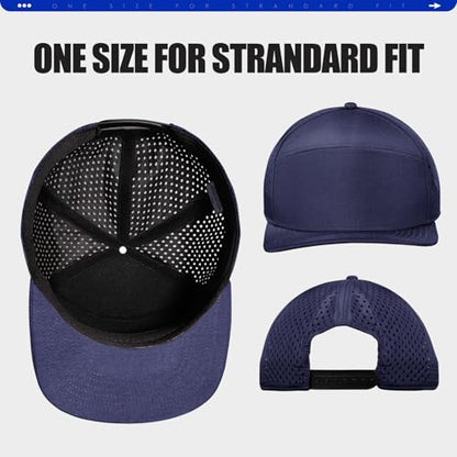Men's Flat Brim Baseball Cap Laser Perforated Snapback Trucker Hat