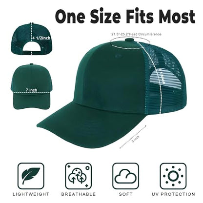 ZH 12 Pack Mesh Trucker Hats, Bulk Baseball Caps for Men and Women, Trucker Cap Wholesale - color: Dark-green