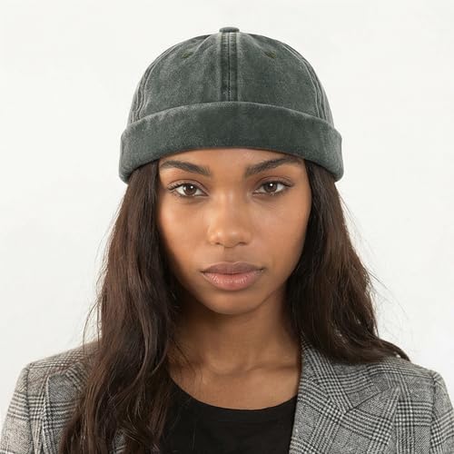 Initlove Docker Hat for Men Vintage Brimless Sailor Hat Beanie Cap - color: Green + Green
