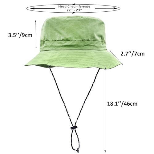 woogwin Waterproof Bucket Rain Hat with Chin Strap Quick Dry Packable Boonie Sun Hat Safari Hat UV Protection - color: Apple Green