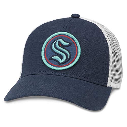 AMERICAN NEEDLE Valin Officially Licensed NHL Hockey Team Adjustable Snapback Baseball Trucker Hat, Valin Collection - color: White/Navy