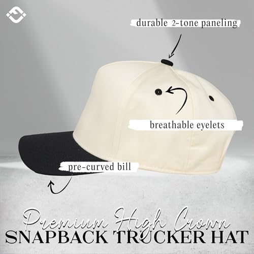 Funky Junque Adult Trucker Snapback Hat 2-Tone Baseball Cap - color: Black/Beige