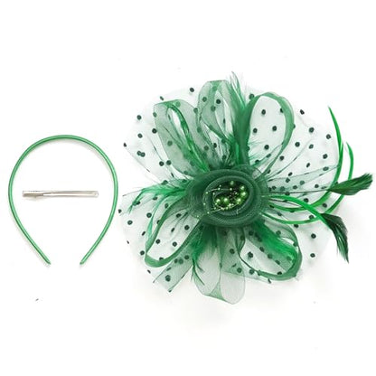 Fascinators Hat for Women Tea Party Headband 20s 50s Pillbox Headwear Cocktail Green - color: Green