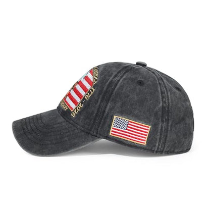 USA 250th Anniversary Baseball Cap Patriotic Embroidered American Hat - color: 3-black