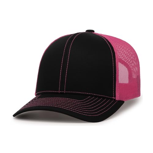 Pacific Headwear Snapback Trucker: Stylish Unisex Cap for All-Day Comfort - color: Black/Pink/Black, size: One Size