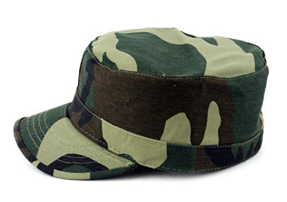NYFASHION101 Fashionable Solid Color Unisex Fitted Army Military Cadet Cap - color: Camo, size: Medium