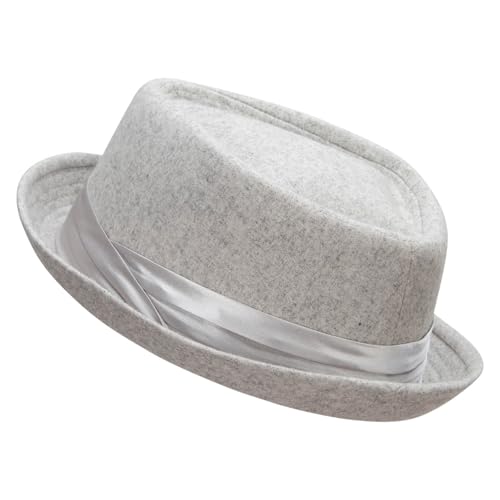 Big Size Wool Upbrim Pork Pie Fedora - color: Grey, size: XX-Large-3X-Large