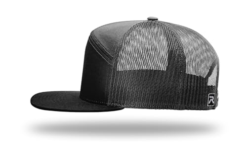 Richardson 168 168P Hat 7-Panel Trucker Cap Hi-Pro Snapback Cap Camo Hat Adjustable Baseball Hat Blank Hat Bulk Hats - color: Black