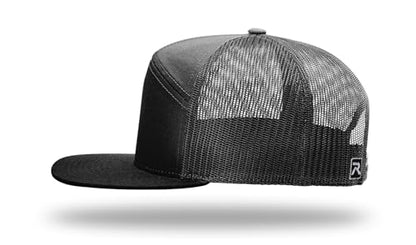 Richardson 168 168P Hat 7-Panel Trucker Cap Hi-Pro Snapback Cap Camo Hat Adjustable Baseball Hat Blank Hat Bulk Hats - color: Black