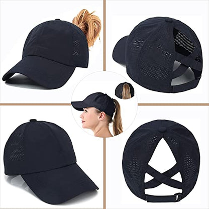 Womens Ponytail Hat Baseball Cap, Adjustable Criss Cross Baseball Cap High Bun Unisex Quick Drying Trucker Hats - color: Ztibetan