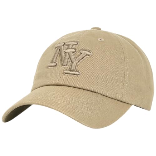 NY 3D Embroidered Dad Hat - New York Baseball Cap - color: Khaki Khaki