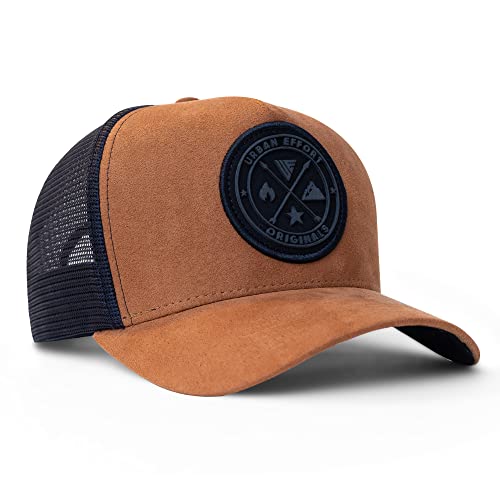 Urban Effort Trucker Hat for Men & Women, Mesh Back Baseball Cap, 5 Panel - color: Brown, style: Mesh Back