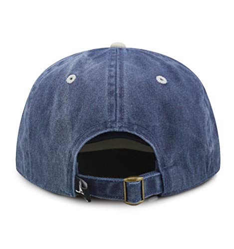 The Hat Depot 100% Cotton Pigment Dyed Low Profile Dad Hat Six Panel Cap - color: 2. Navy/Putty