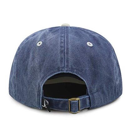 The Hat Depot 100% Cotton Pigment Dyed Low Profile Dad Hat Six Panel Cap - color: 2. Navy/Putty