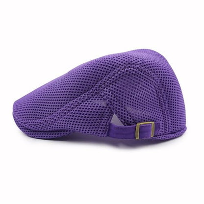 Lifup Unisex Mesh Newsboy Hat Breathable Summer Flat Cap - color: Purple